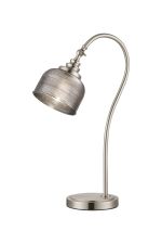 Arvo Table Lamp 1 Light E27 Satin Nickel/Smoke Glass