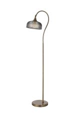 Arvo Floor Lamp 1 Light E27 Antique Brass/Smoke Glass