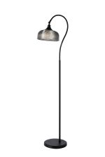 Arvo Floor Lamp 1 Light E27 Satin Black/Smoke Glass