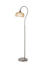 Arvo Floor Lamp 1 Light E27 Satin Nickel/Amber Glass