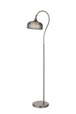 Arvo Floor Lamp 1 Light E27 Satin Nickel/Smoke Glass