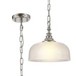 Arvo 27cm Flush/Single Pendant, 1 Light Adjustable E27, Polished Nickel/Prismatic Glass