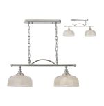 Arvo Semi Flush/Pendant Bar, 2 Light Adjustable E27, Polished Nickel/Prismatic Glass