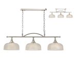 Arvo Semi Flush/Pendant Bar, 3 Light Adjustable E27, Polished Nickel/Prismatic Glass