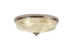 Arvo 43.8cm 3 Light E27 Flush Ceiling Light, Polished Nickel/Prismatic Glass