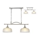 Arvo Semi Flush/Pendant Bar, 2 Light Adjustable E27, Satin Nickel/Frosted Glass