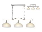 Arvo Semi Flush/Pendant Bar, 3 Light Adjustable E27, Satin Nickel/Frosted Glass