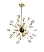 Settepani 60cm Pendant Sputnik, 9 Light E14, Brushed Gold & Gloss Black/Crystal