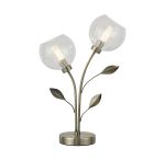 Elm Table Lamp, 2 Light G9, Antique Brass/Clear Glass