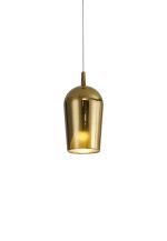 Elsa 17cm Assembly Pendant (WITHOUT PLATE) With Champagne Glass Shade, 1 Light E27, Gold Glass With Frosted Inner Cone