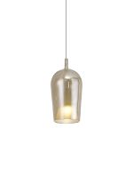 Elsa 17cm Assembly Pendant (WITHOUT PLATE) With Champagne Glass Shade, 1 Light E27, Bronze Glass With Frosted Inner Cone