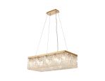 Amerigo 80x37cm Rectangular Pendant Chandelier, 12 Light E14, Gold/Crystal Item Weight: 16kg