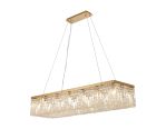 Amerigo 120x37cm Rectangular Pendant Chandelier, 16 Light E14, Gold/Crystal Item Weight: 21kg