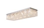Amerigo 125x42cm Rectangular Flush Chandelier, 16 Light E14, Polished Chrome/Crystal Item Weight: 24kg
