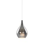 Grazia 20cm Assembly Pendant (WITHOUT PLATE) With Teardrop Shade, 1 Light E27, Chrome Glass With Frosted Inner