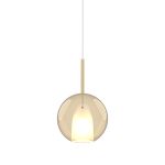 Grazia 25cm Assembly Pendant (WITHOUT PLATE) With Round Shade, 1 Light E27, Cognac Glass With Frosted Inner