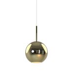 Grazia 25cm Assembly Pendant (WITHOUT PLATE) With Round Shade, 1 Light E27, Gold Glass With Frosted Inner