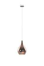 Grazia Recessed Pendant With Teardrop Shade, 1 Light E27, Black/Copper Glass With Frosted Inner