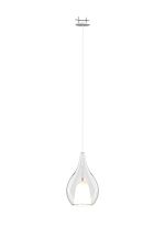 Grazia Recessed Pendant With Teardrop Shade, 1 Light E27, White/Clear Glass With Frosted Inner