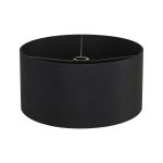 Hemel Round, 50x25cm Shade, Self Lined Black Faux Silk & Black Carrier