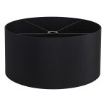 Hemel Round, 60x30cm Shade, Self Lined Black Faux Silk & Black Carrier