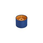 Hemel Round, 18x13.5cm Shade, Navy Velvet With Gold Paper Lining & Gold Finish Carrier
