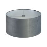 Hemel Round, 50x25cm Shade, Dark Grey Velvet With Silver Paper Lining & Silver Finish Carrier