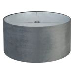 Hemel Round, 60x30cm Shade, Dark Grey Velvet With Silver Paper Lining & Silver Finish Carrier