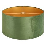 Hemel Round, 60x30cm Shade, Moss Green Velvet With Gold Paper Lining & Gold Finish Carrier