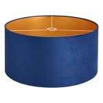 Hemel Round, 60x30cm Shade, Navy Velvet With Gold Paper Lining & Gold Finish Carrier