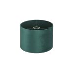 Hemel Round, 30x20cm Shade, Self Lined Forest Green Velvet & Green Finish Carrier