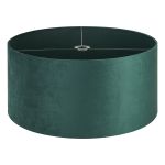 Hemel Round, 60x30cm Shade, Self Lined Forest Green Velvet & Green Finish Carrier