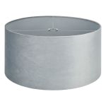 Hemel Round, 60x30cm Shade, Light Grey Velvet With Light Grey TC Lining & Light Grey Finish Carrier