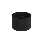 Hemel Round, 30x20cm Shade, Self Lined Black Faux Silk & Black Carrier