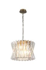 Faline 43cm Round Pendant, 8 x E14, Antique Brass/Clear