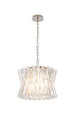 Faline 43cm Round Pendant, 8 x E14, Polished Nickel/Clear