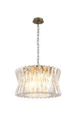 Faline 54cm Round Pendant, 12 x E14, Antique Brass/Clear