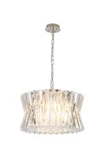 Faline 54cm Round Pendant, 12 x E14, Polished Nickel/Clear