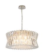 Faline 70cm Round Pendant, 18 x E14, Polished Nickel/Clear
