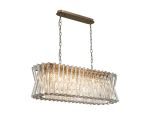 Faline 1m Oval Pendant, 14 x E14, Antique Brass/Clear