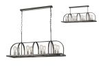 Sora Pendant/Semi Flush Oblong 8 Light E27, Pewter / Polished Nickel