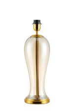 Zara Vase Table Lamp Without Shade, 1 Light E27, Brass Gold/Cognac Glass