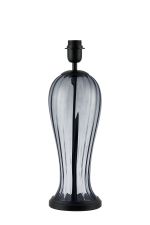 Zara Vase Table Lamp Without Shade, 1 Light E27, Satin Black/Smoke Blue Glass