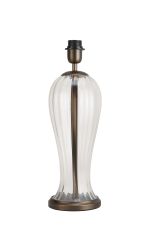 Zara Vase Table Lamp Without Shade, 1 Light E27, Matt Bronze Plated/Clear Glass