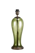 Zara Vase Table Lamp Without Shade, 1 Light E27, Matt Bronze Plated/Moss Green Glass