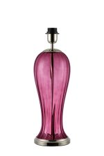 Zara Vase Table Lamp Without Shade, 1 Light E27, Polished Nickel/Aubergine Glass
