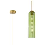 Zara 2.1m Single Pendant, 1 Light Adjustable E27, Brass Gold / Green