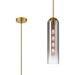 Zara 2.1m Single Pendant, 1 Light Adjustable E27, Brass Gold / Smoke Fade