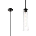 Zara 2.1m Single Pendant, 1 Light Adjustable E27, Satin Black / Clear
