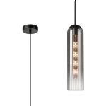 Zara 2.1m Single Pendant, 1 Light Adjustable E27, Satin Black / Smoke Fade